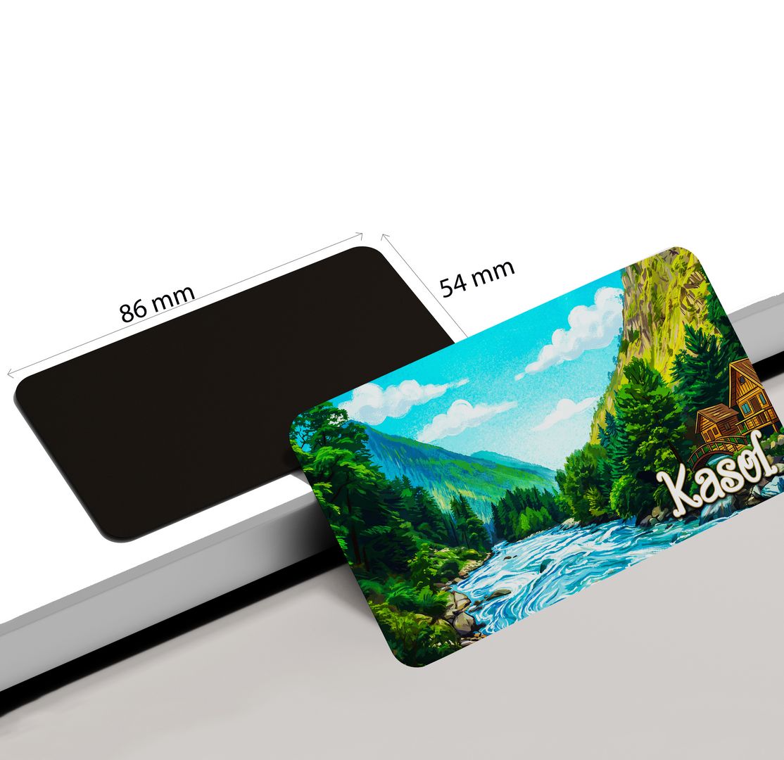 dhcrafts Multicolor Himachal Pradesh Kasol Design Rectangular Fridge Magnet Pack of 1 (8.6cm x 5.4cm)
